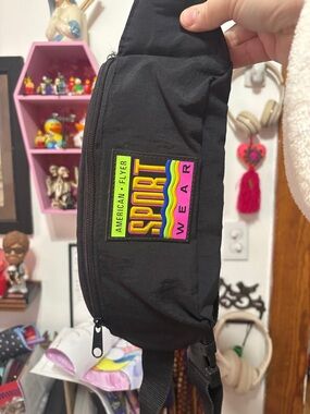 American Flyer Sport Wear Vintage 80s/90s Spirit Wear Black Fanny Pack